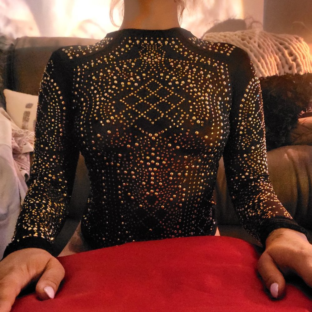 ✨ Paradiso Sheer Top with Gold Design